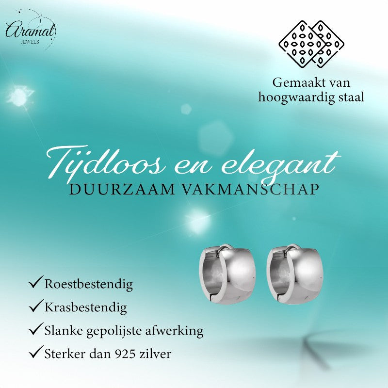 Zilverkleurige stalen oorringen 13 mm