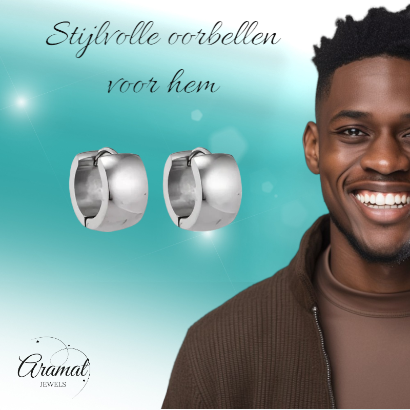 Zilverkleurige stalen oorringen 13 mm