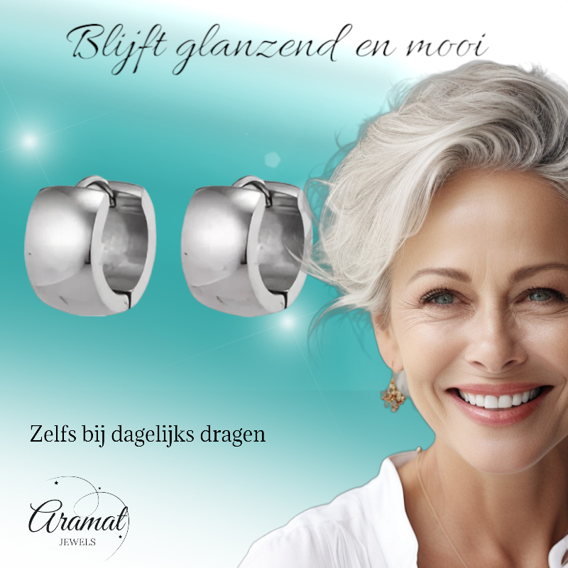 Zilverkleurige stalen oorringen 13 mm