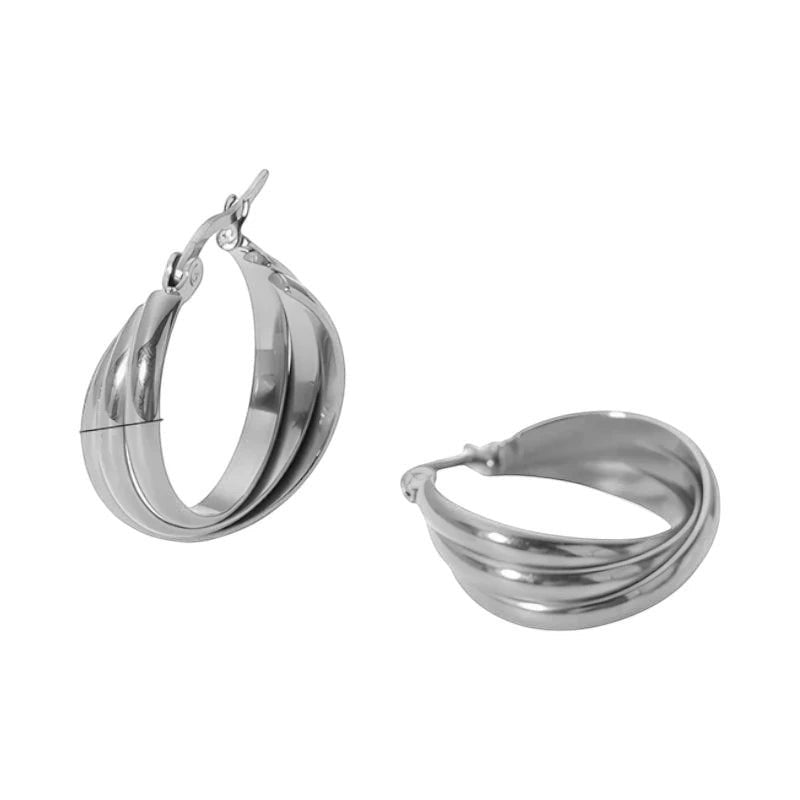 Zilverkleurige Triple Oorringen 22x8mm – Strakke look, driedubbel effect - oor6301 - 25438 - Oorringen kopen# - 22mm - alles - cadeau