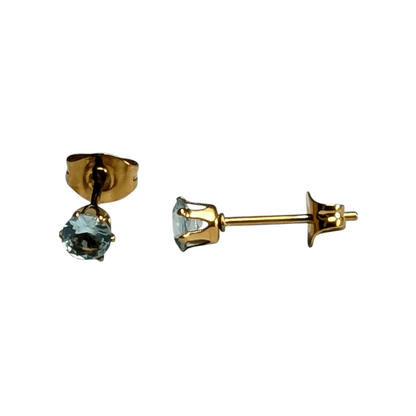 Zirkonia Oorbellen Lichtblauw – 4mm – RVS - Aramat Jewels - Oorbellen - cadeautip