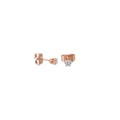 RVS zirkonia oorstekers rosékleur – rond transparant