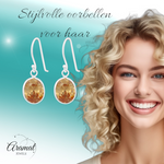 Oorhangers met Ovale Bedel - Champagne Zirkonia - 925 Zilver