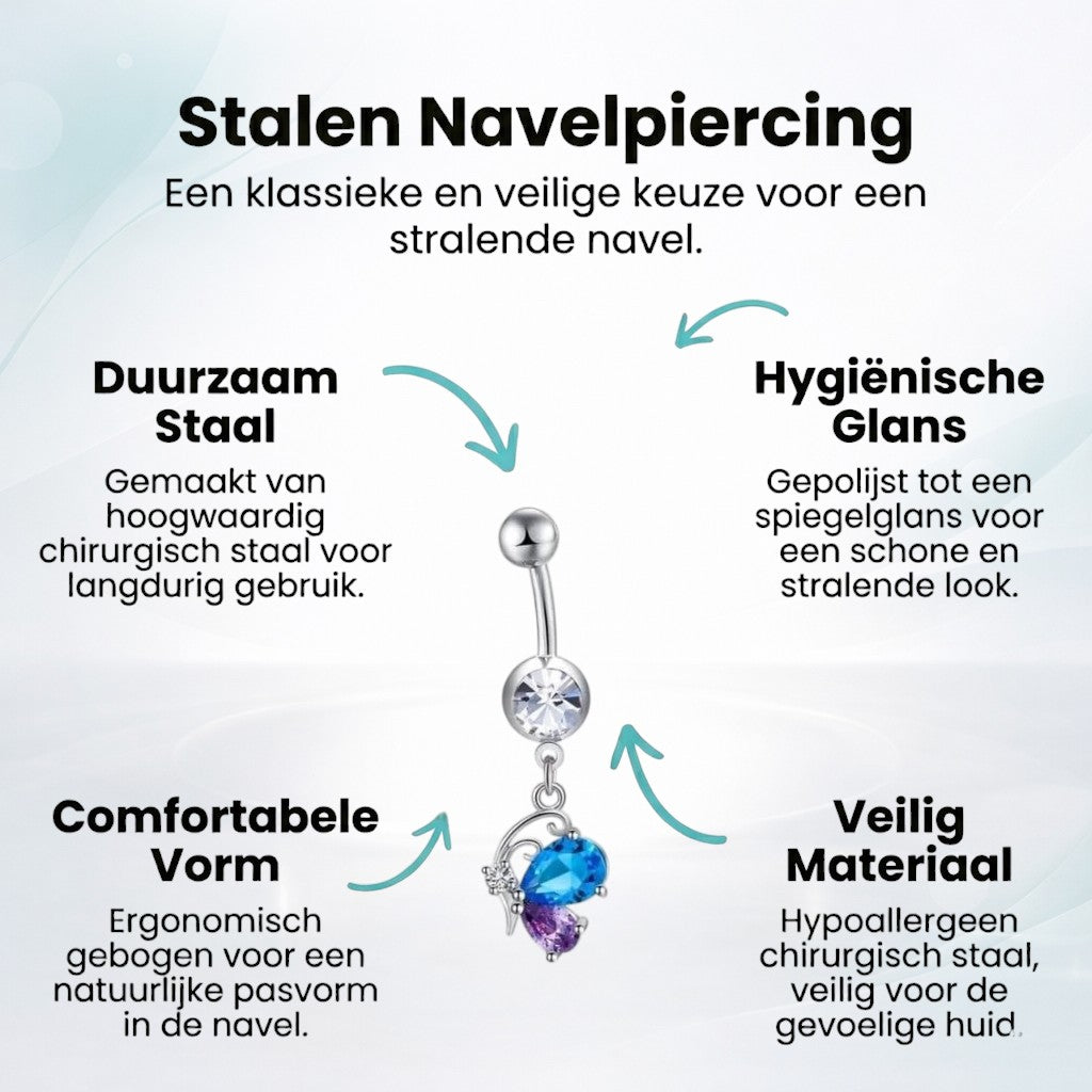 Summer Butterfly Zirconia Navel Piercing