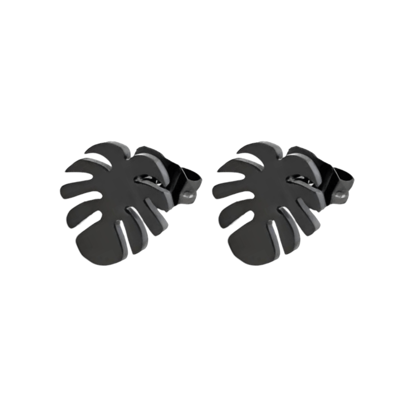 Zwarte Blaadjes Oorbellen - RVS - 10mm - oor4213 - Oorbellen kopen# - 10mm - alles - blad