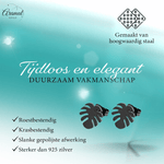 Zwarte Blaadjes Oorbellen - RVS - 10mm - oor4213 - Oorbellen kopen# - 10mm - alles - blad