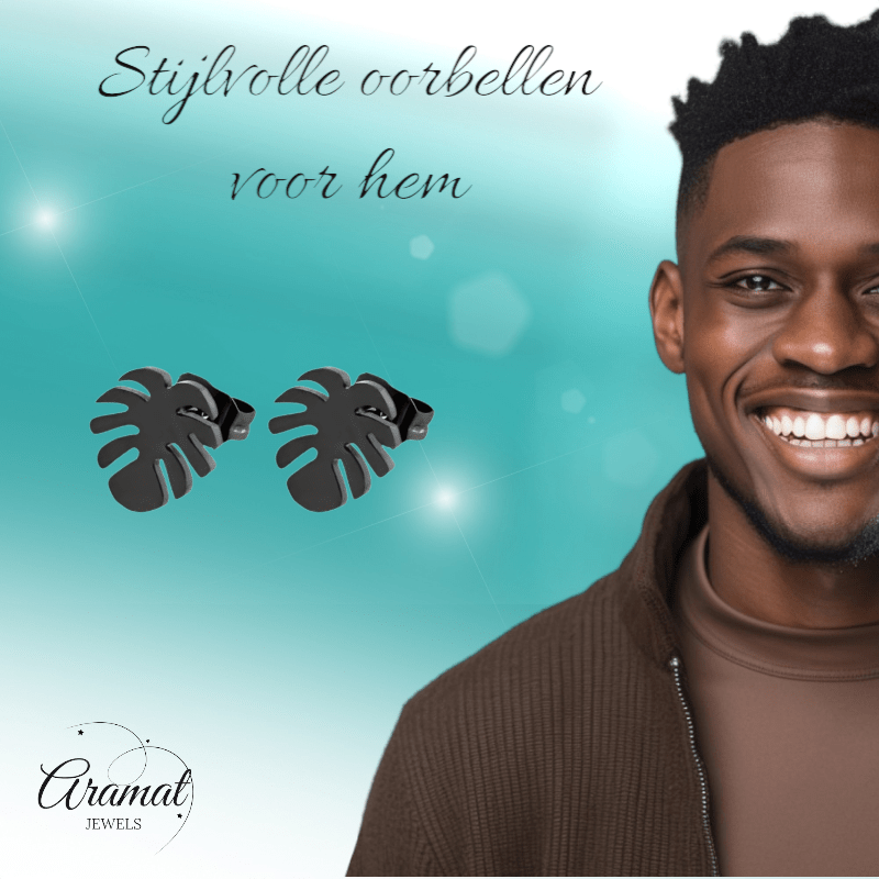 Zwarte Blaadjes Oorbellen - RVS - 10mm - oor4213 - Oorbellen kopen# - 10mm - alles - blad