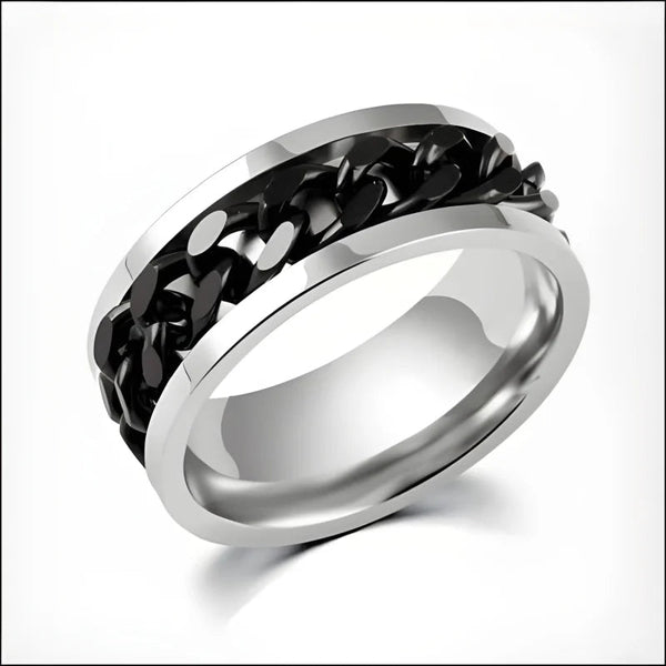 Zwarte Ketting Stalen Ring - Maat 16
