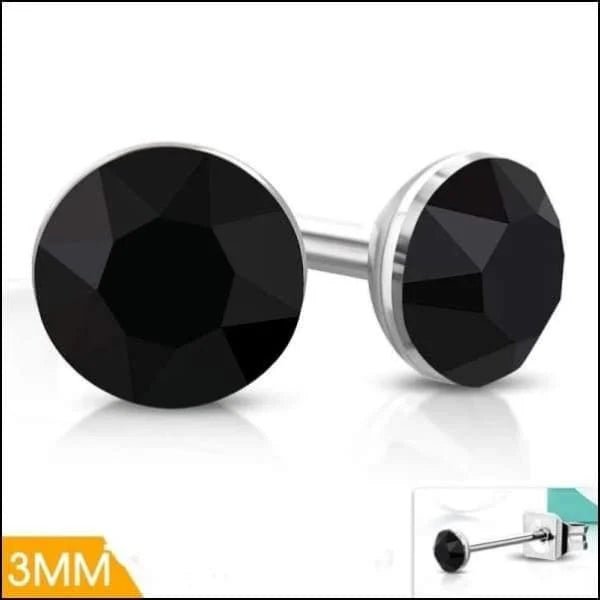 Zwarte Kristallen Mini Oorbellen – 3mm – RVS - Aramat Jewels - Oorbellen - cadeautip