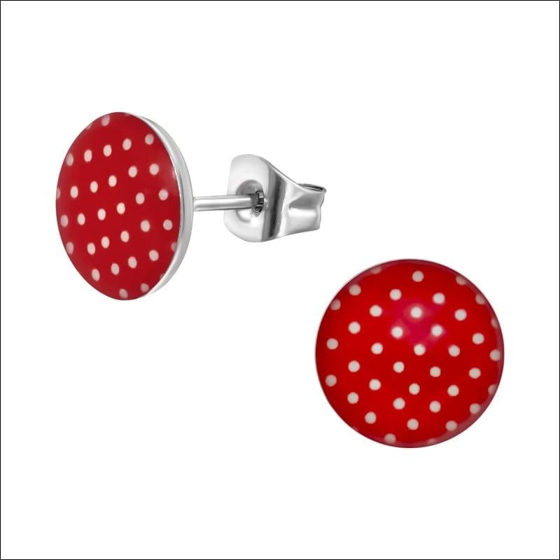 Stippeltjes Oorknopjes 10mm - Aramat Jewels® Rood - Wit | Oorbellen