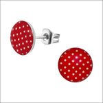 Stippeltjes Oorknopjes 10mm - Aramat Jewels® Rood - Wit | Oorbellen