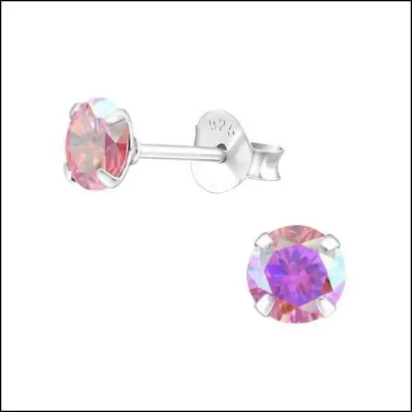 Zilveren Kristallen Oorbellen Met Roze En Paarse Kristalsteen