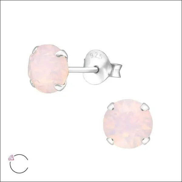 Zilveren Kristallen Oorbellen Met Roze Opaal Cz Stud Oorbellen Shown In Product ’echt Zilveren Kristallen Oorbellen r