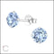 Blauwe Zilveren Kristallen Oorbellen - Echt Zilveren Kristallen Oorbellen Rond Vanaf 3mm